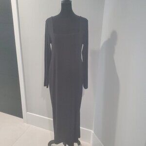 Stunning Black Missguided Long Maxi Square Neckline Stretch Dress   12